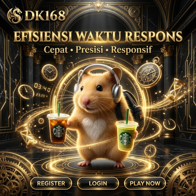 Hamster gamer dengan headphone dan minuman energi dalam latar futuristik, melambangkan efisiensi waktu respons.
